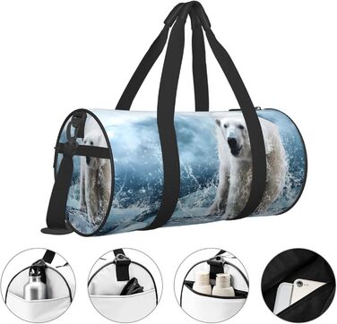Біла спортивна сумка-мішок з кумедним малюнком білого ведмедя, дорожня сумка для чоловіків та жінок, сумка для подорожей та спорту