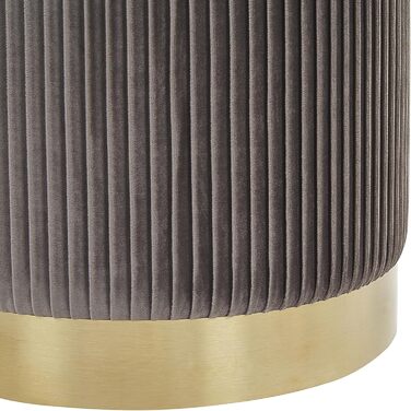 Круглий пуф у комплекті з 2 шт. , виготовлений з сірого оксамиту, пуф-отоманка з сидінням, рифлений дизайн, Miramar