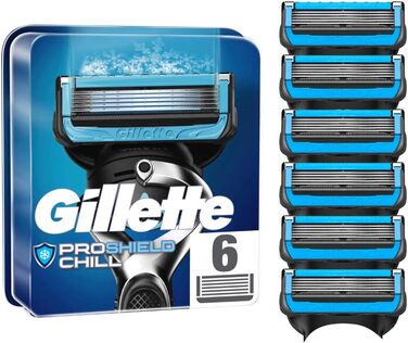 Леза для бритви Gillette ProShield Chill, 6 змінних лез для вологих бритв чоловіків з 5-кратним лезом