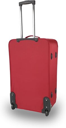 Дорожня валіза-візок SIGN Fabric Suitcase з коліщатками (ручна поклажа, середня, велика, дуже велика) (червона, ручна поклажа (51 см)) Ручна поклажа (51 см) червона