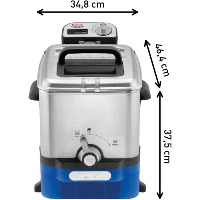 Фритюрниця Tefal FR8040 Oleoclean Pro Inox & Design 2300 Вт Місткість 1,2 кг Знімний резервуар для масла Автоматична фільтрація масла / жиру Таймер Термостат 3,5 л Чорний/Нержавіюча сталь 3,5 л 1,2 кг