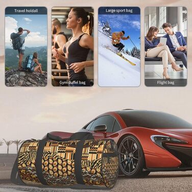 Спортивна сумка, дорожня сумка, в африканському стилі, з принтом печворк, сумка на нічліг, чорна, універсальний розмір, сумка для подорожей