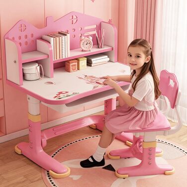 Дитячий комплект столу та стільця, комплект столу та стільця для навчання, шкільна парта для дітей, хлопчиків, дівчаток, спальні, парта з регульованою висотою, стіл для навчання, ергономічний