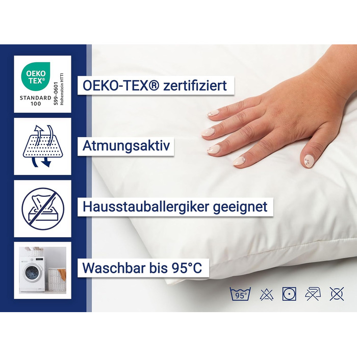 Пухова подушка ZOLLNER, 85 пір&39я, 15 пух, 40x60 см, біла 40 x 60 см