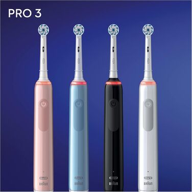 Електрична зубна щітка Oral-B PRO 3 3000 Sensitive Clean, з 3 режимами чищення, включаючи чутливий і візуальний контроль тиску на 360 для догляду за зубами, розроблений Braun, blau Blau Single