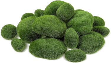 Мохові кульки штучний мох, штучні мохові камені зелені мохові кульки штучні мохові камені, куля з садового моху своїми руками, невеликі мохові камені, декоративні штучні камені для казкових садів і крафтових тераріумів, 15 шт.