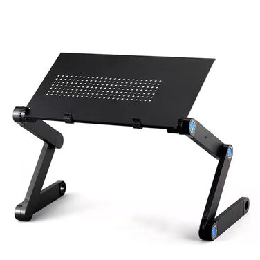 Регульований складаний столик для ноутбука MacBook Air/Pro, Dell HP та інших, портативний, багатофункціональний, ергономічний, з вентиляцією, підставка для планшета/телевізора, тримач для книг, 480*260 мм (стандартний), чорний