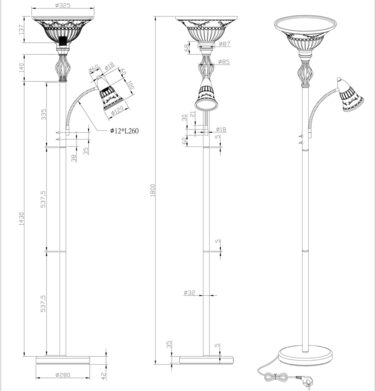 Підлоговий світильник Trio Rustica 4602021-24, LED, метал (колір іржі), з підсвіткою для читання, білий, без лампи ( E27)