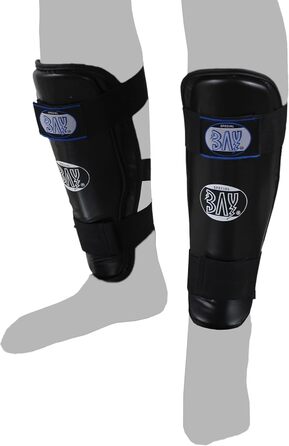 Щитки для гомілок BAY Comfort Full Contact, чорні, шкіра штучна, безпека, бойові мистецтва, кікбоксинг, муай-тай, карате, тхеквондо, XXS - XXL, діти, підлітки, дорослі, чоловіки, жінки