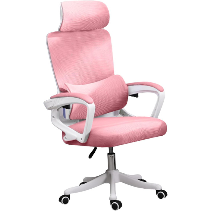 Ігрове крісло KIMISS з поперековою опорою, ергономічне крісло, багатофункціональне підйомне крісло для дому, навчання, офісу, комп&39ютерних ігор (РОЖЕВЕ)