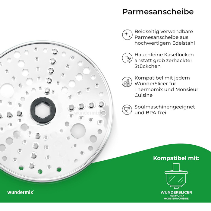 Шматочок пармезану для WunderSlicer для кухні Thermomix & Monsieur