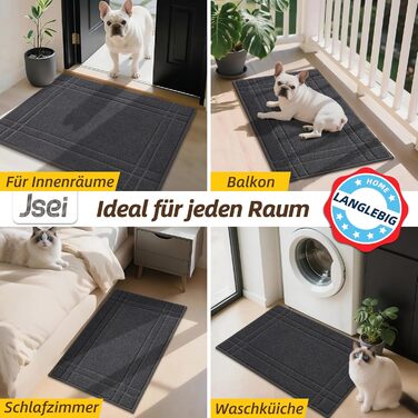 Килимок JSEI для приміщень, що вловлює бруд, 80x120 см, нековзний килимок для дверей, який можна прати в пральній машині, абсорбуючий та брудовідштовхувальний килимок для вітальні, килимок для собак, вхід, передні двері та коридор, темно-сірий 80 x 120 см