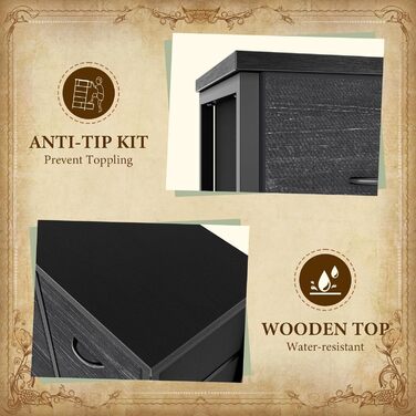 Комод Garvee з 15 шухлядами, тканинний комод з металевим каркасом та дерев&39яною стільницею, велика шафа для зберігання речей для спальні, вітальні та коридору, міцний та компактний, темно-сірий та чорний