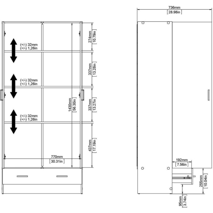 Шафа Dmora з двома дверима та однією шухлядою, кольору дуба, 79 x 35 x В171 см