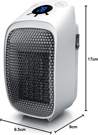 Міні-керамічний штекерний вентилятор Brandson з цифровим дисплеєм та таймером температури, вентилятор 400 Вт, термостат, захист від перегріву, - - - Ванна кімната, спальня, примусова вентиляція