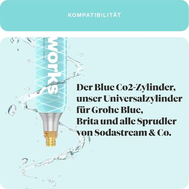 Водопровідна система 2 x циліндр CO2 I Підходить для SodaStream*, Grohe Blue, Aarke, Brita, WasserMaxx та багатьох інших виробників газованої води I Для до 60 л на заправку I * Не для швидкого підключення