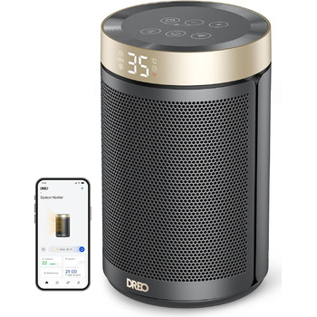 Енергозберігаючий тепловентилятор Dreo, енергозберігаючий безшумний кімнатний обігрівач 1500 Вт, портативний керамічний тепловенти