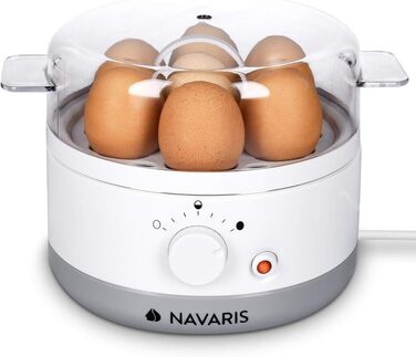 Яйцеварка Navaris на 1-7 яєць - вкл. мірну склянку для води з проколювачем для яєць - регульована твердість - 350 Вт - 22x17,5x14,