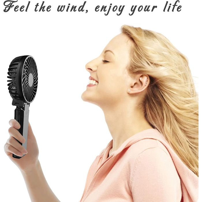 Ручний вентилятор HandFan Портативний USB Power Bank 5200mAh Міні-вентилятор на батареї 5-швидкісний і складаний вентилятор для пішоходів Кемпінг Намет Гуртожиток Офіс