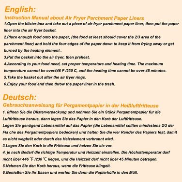 Папір для випічки BYKITCHEN для фритюрниці Шухляда Ninja Flex AF500EU 10,4 л, 120 шт. Аксесуари для фритюрниці/фритюрниці для Ninja Foodi Flexdrawer Dual Zone, також сумісний із великим папером для випічки Cecotec Dual 9000 9 л