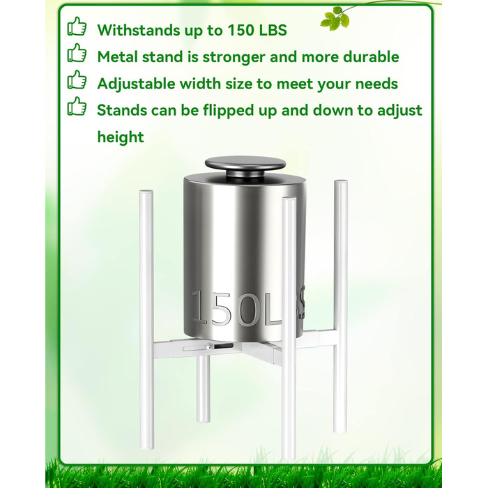 Регульована підставка для рослин JANE EYRE металевий тримач для горщиків з антикорозійним покриттям, велика підставка для рослин для дому, тримач для рослин у горщиках, підходить для різних горщиків (білий)