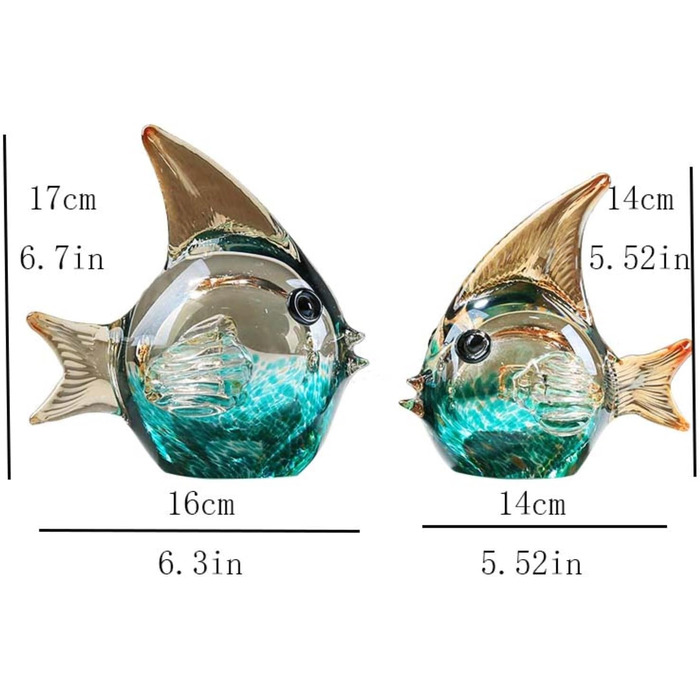 Скляний градієнт Кольорова статуя риби Кришталева фігурка риби Скульптура Кімната акваріум Естетичний орнамент Домашній декор робочого столу S(14x114cm)