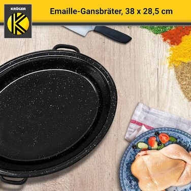 Емальована сковорода Krger з крапельною кришкою - високоякісна сковорода - підходить для всіх типів плит - чудово підходить для пе