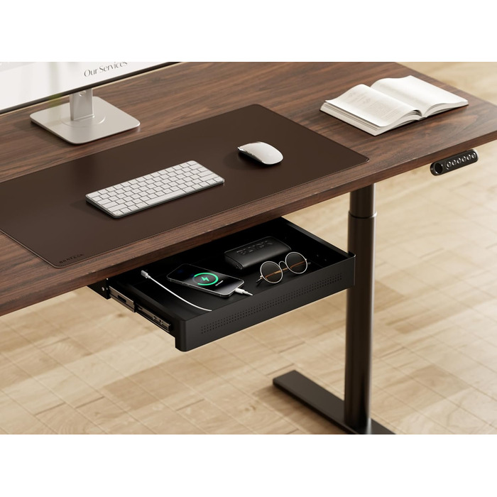 Мала шухляда під столом із функцією завантаження шухляда під столом металева шухляда під столом, що замикається шухляда під столом з комплектом ключів розміри 40 x 26,6 x 7,3 см (400 x 266 мм)