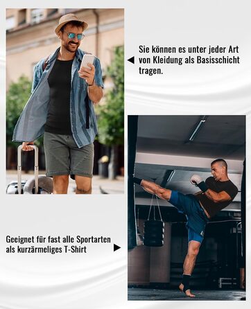 Компресійна футболка Niksa, чоловіча, дихаюча функціональна спортивна футболка з коротким рукавом, швидковисихаюча, розмір M, чорнабіла (2 шт.)