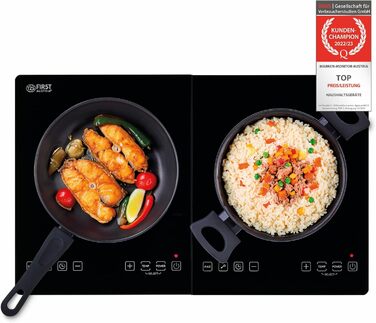 Перша індукційна плита Австрія подвійна 3500 Вт 10-ступінчастий контроль температури Таймер Батьківський контроль Кемпінг Мобільний двомісний чорний