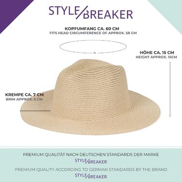 Жіночий панамський капелюх-сонце styleBREAKER з паперової соломи Складаний капелюх-м&39ятник з широкими полями Літній капелюх-федора для пляжу та фестивалів, один розмір, червоний