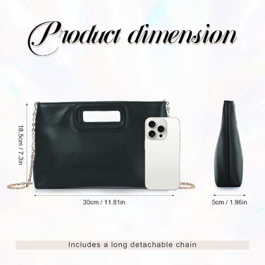 Елегантне клатч-гаманці для жінок, формальна вечірня сумочка зі шкіри, сумка на ланцюжку через плече, чорний колір