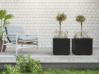 Кашпо Caro бетонного вигляду на коліщатках з пластику 100 переробленого (40см, антрацит) 40см антрацит, 24