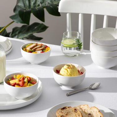 Серія звичайна, 8 шт. порцеляновий крем-білий набір пластівців, миска для супу 300 мл, миска для закусок десертна миска для салату