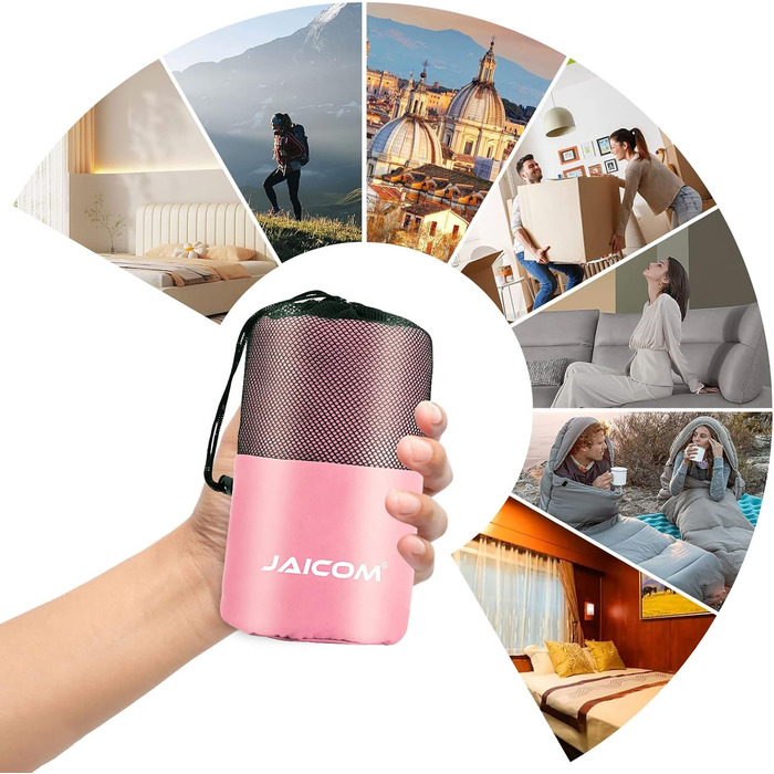 Підкладка для спального мішка, надлегкий шовковий спальний мішок для подорожей, підкладка для спального мішка 2-в-1, зручний та м&39який спальний мішок, невеликий розмір упаковки, виготовлений з мікрофібри, ідеально підходить для походів, готелів, рожевий