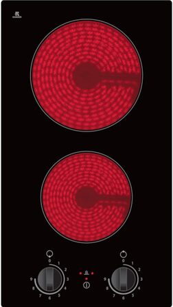 Склокерамічна подвійна конфорка Calor EBK2 DK 9 рівнів потужності 2900 Вт Індикатор залишкового тепла Штепсельні вилки Schuko Низька монтажна глибина 5 см Безкаркасні