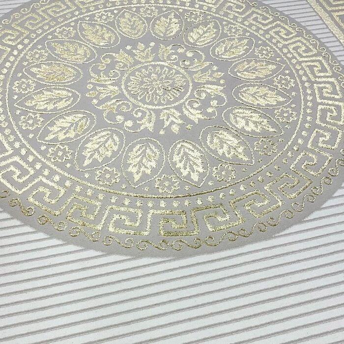 Килим для вітальні спальні меандр короткий ворс чарівний благородний орнамент східний блискучий величезний XXL крем-золото 240 х 3