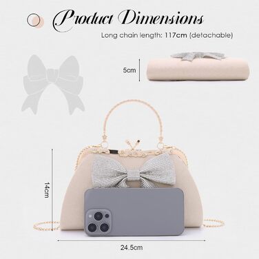 Вечірня сумочка-клатч з оксамиту з блискучою стрічкою та знімним ланцюжком. Елегантна жіноча сумочка для весіль, вечірок та вечерь, бежевого кольору.