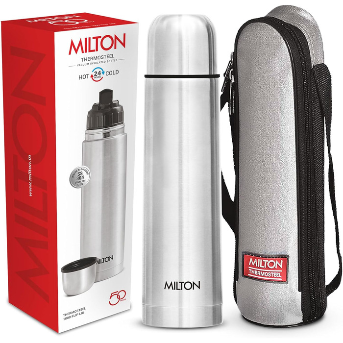 Термопляшка MILTON Thermosteel Flip Lid 1000, 1 л, сріблястий