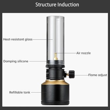 Портативний газовий ліхтар Campingmoon для кемпінгу, намету, свічки (BKT-1D15)