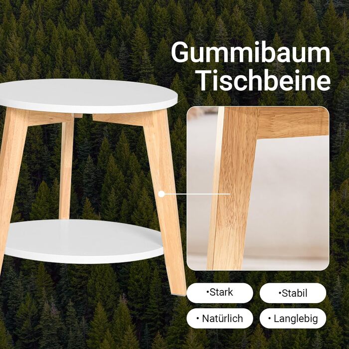 Комплект із 2 журнальних столиків SoBuy компактні круглі приставні столики, стіл для вітальні, малий та великий, білий, FBT75-W