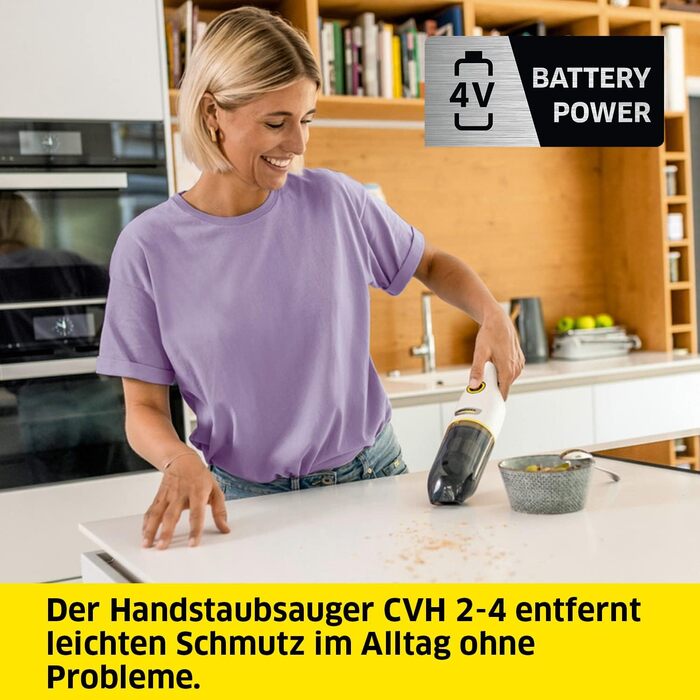 Акумуляторний ручний пилосос Krcher CVH 2-4, компактний і легкий пилосос для швидкого використання, контейнер для пилу 0,15 л, ваг
