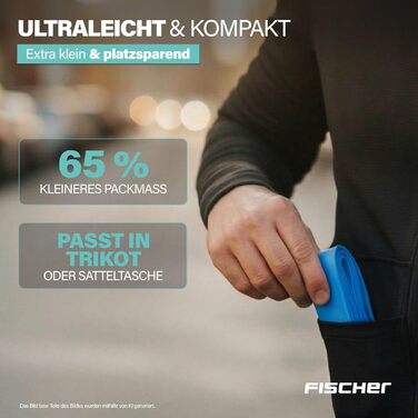Камера велосипедна FISCHER TPU для шосейного велосипеда, 28 (700x18-25C), надлегка, захист від проколів, міцна, компактна та з високою герметичністю, з вентилем Presta (французький тип)