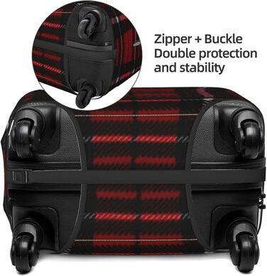 Чохол для багажу BAFAFA в червоно-чорну клітинку, захисний чохол для валізи, еластичний протиподряпинний пилозахисний чохол для подорожей, чорний, розмір 80