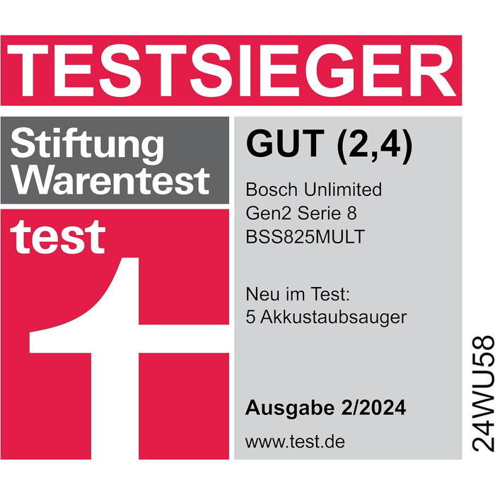 Акумуляторний пилосос Bosch Unlimited 8 BSS825MULT, бездротовий, система фільтрації HEPA, 10-річна гарантія на двигун, висока поту