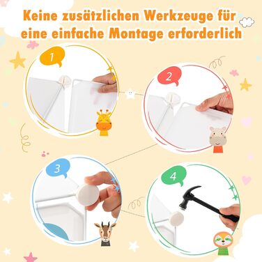 Дитяча шафа COSTWAY, система полиць з 8 кубиками, розширювана дитяча полиця, пластикова шафа для зберігання з дверцятами та вішалками для дитячої кімнати/спальні (біла, 8 кубиків) 8 кубиків білий