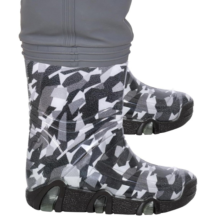 Дитячі вейдерси, дитячі нагрудні вейдерси, моделі, Craft, СІРИЙ камуфляж, регульований пояс Spider, міцні підтяжки, пряжка Nexus, рибальські вейдерси для дітей 21-36 EU 23-24 камуфляжний сірий