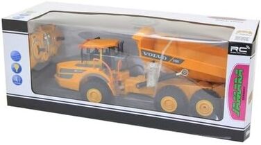 Позашляховий самоскид Volvo A40G 120 2,4GHz - реалістичне рульове управління, підйом/опускання кузова, реалістичний звук двигуна (з можливістю вимкнення), демонстраційний режим, повний привід, автоматичний режим очікування, жовтий, 405056