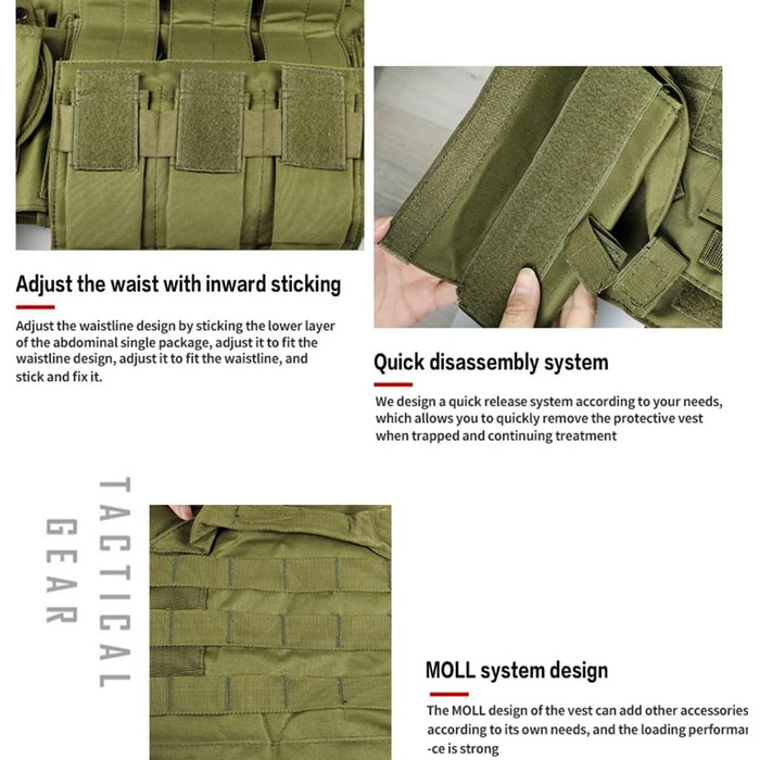 Тактичне спорядження TS TAC-SKY Airsoft Військовий тактичний жилет Molle Бойовий штурмовий бронежилет Тактичний жилет CS Відкритий одяг для мисливців (Колір ACU, Розмір Один розмір) Один розмір Acu