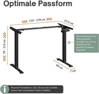 Електричний каркас столу Planetmbel з регульованою висотою та функцією пам&39яті, вантажопідйомність до 80 кг, чорний